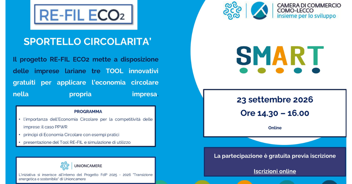 SPORTELLO CIRCOLARITÀ - INCONTRO ONLINE 23.09 ORE 14.30